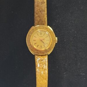 Timex Gold Watch with Croc-Embossed Strap
